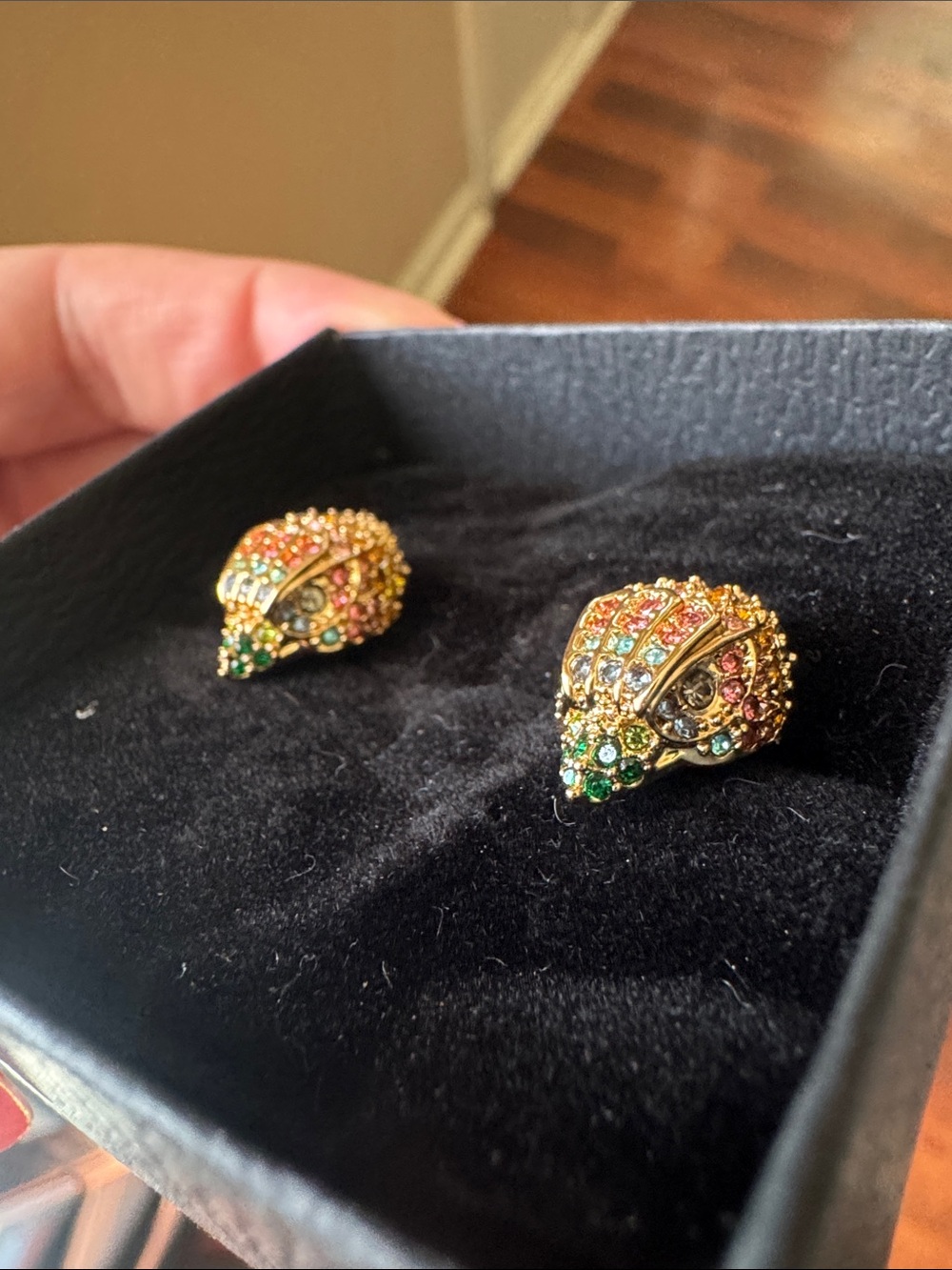 Kurt Geiger NWOT Gold-Tone Multicolor Pavé Teardrop shaped Earrings